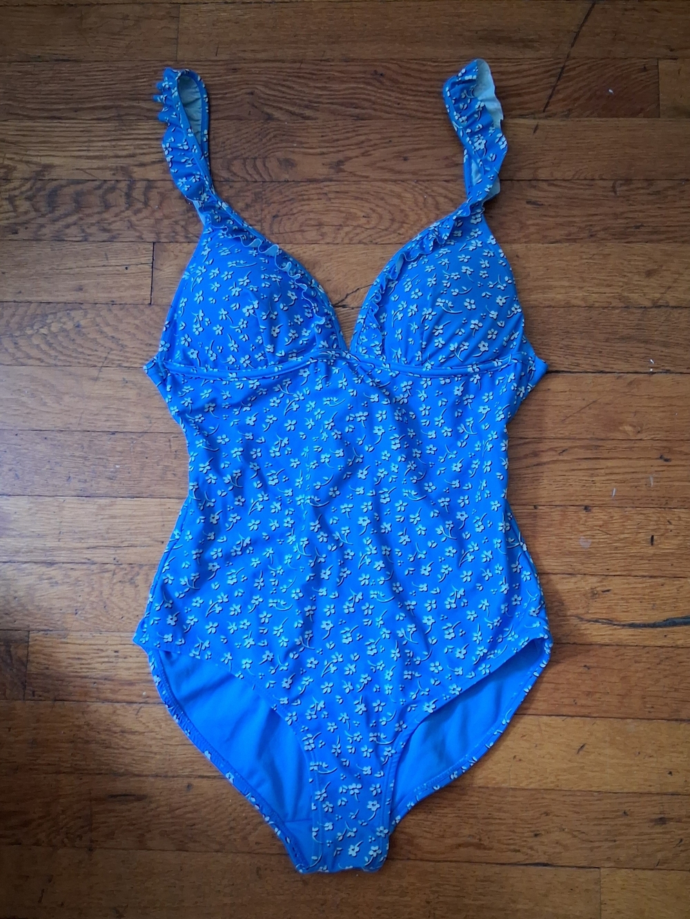 Accessorize Bright Blue Floral Ruffle Strap One-Piece Swimsuit